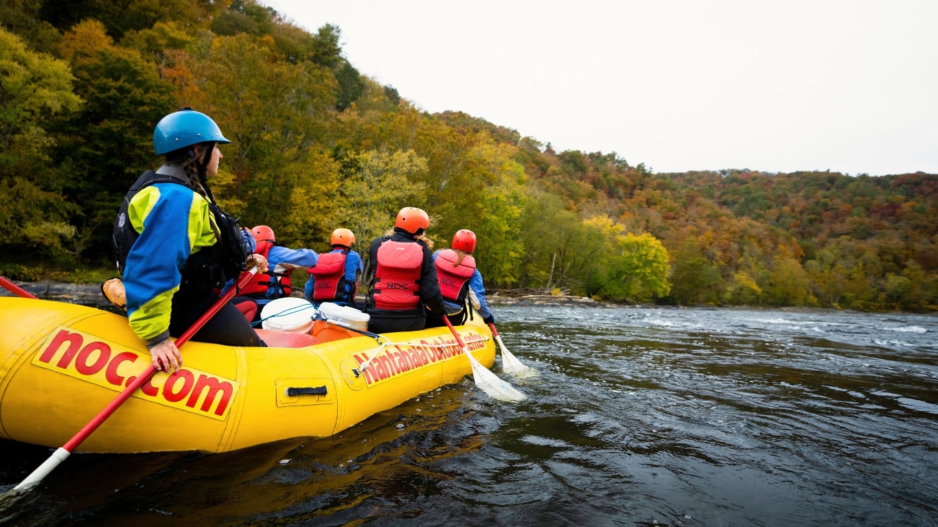 Fall rafting on the French Broad River in North Carolina