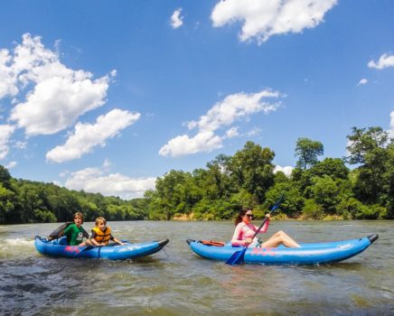 Guests riding in inflatable duckies on the Chattahoochee River Inflatable Kayak/Ducky Rentals - Metro trip
