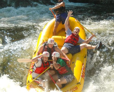 Guests that are river rafting down Chattooga Section 3, with NOC Rafting.