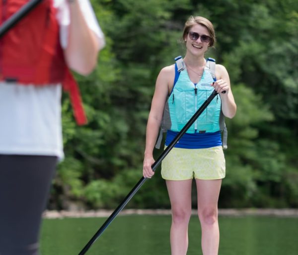 Woman SUPing on the Fontana Lake Kayak & SUP Rentals trip