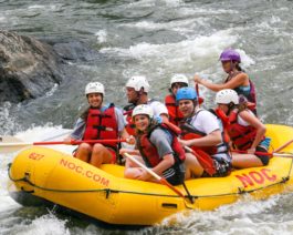 A group french broad river rafting the day away!