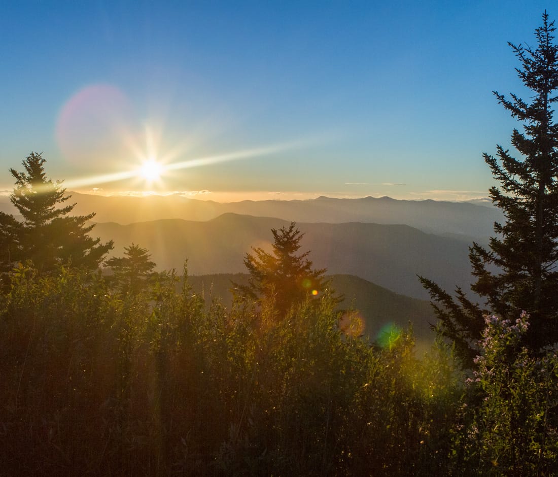 Sunset on the Great Smoky Mountains National Park: Guided-Hiking Trips
