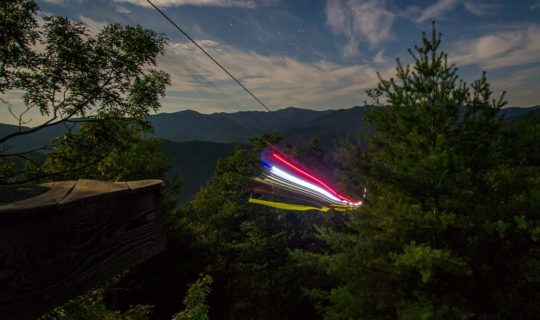 Zip line lights on the Moonlight Mountaintop Zip Line Tour trip