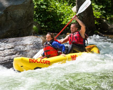 Two guests on a ducky on the Nantahala River Rafting: Guided Duck Trip