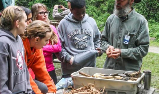 Youth learning Wilderness Survival Skills