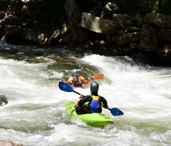 Kayaking during the week of rivers course