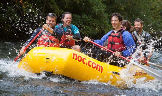 Group on a float white water rafting north carolina while in bryson city.