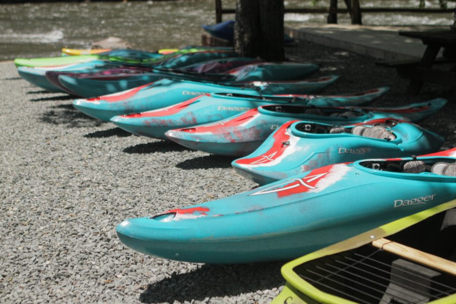 kayaks on the ground