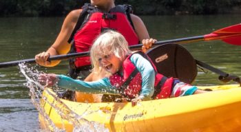 woman and child canoeing on the Chattahoochee River