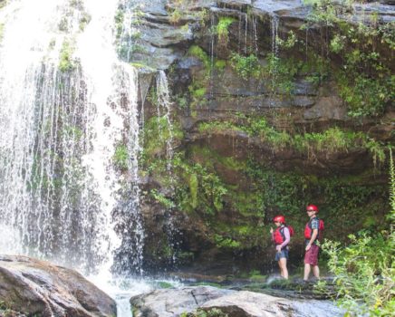 exploring a waterfall on the Chattooga River