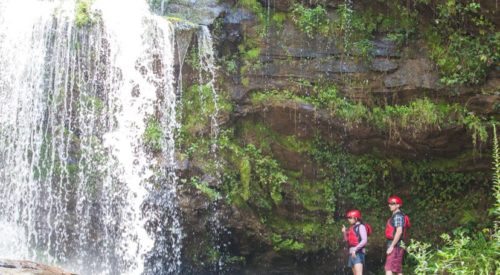 exploring a waterfall on the Chattooga River