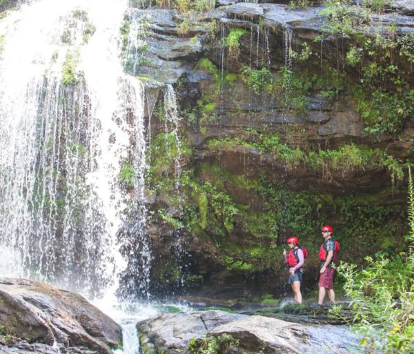 exploring a waterfall on the Chattooga River