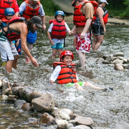 Rafters swimming on the Pigeon River Rafting: Lower Pigeon Gorge trip