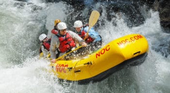 Thrill seekers on a rafting trip