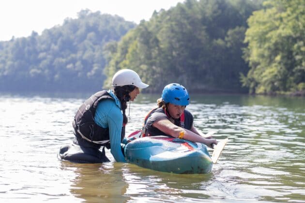 Paddling School Instructor Teaching Intro Course