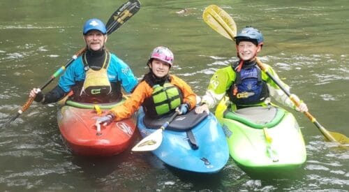 Mike Hurndon Paddling with his kids