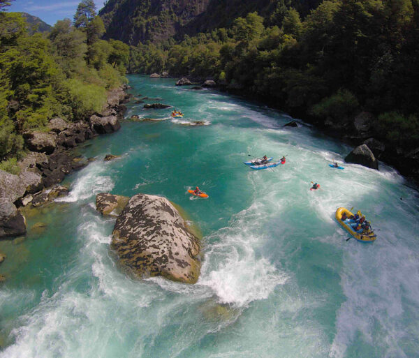 River paddling blue waters of futaleufu