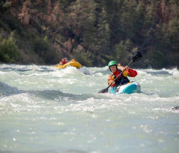 Chilko River Kayaker and Raft