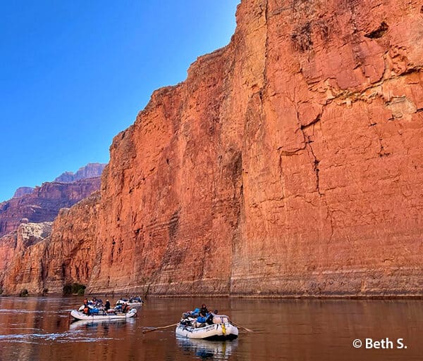 Two Rafting Groups Along Grand Canyon Walls