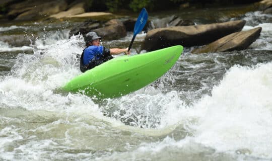 Our kayaking courses on the Ocoee focus on developing advanced techniques, preparing kayakers to paddle class III and IV rivers.