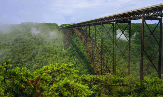 A bridge traverses the New River Gorge