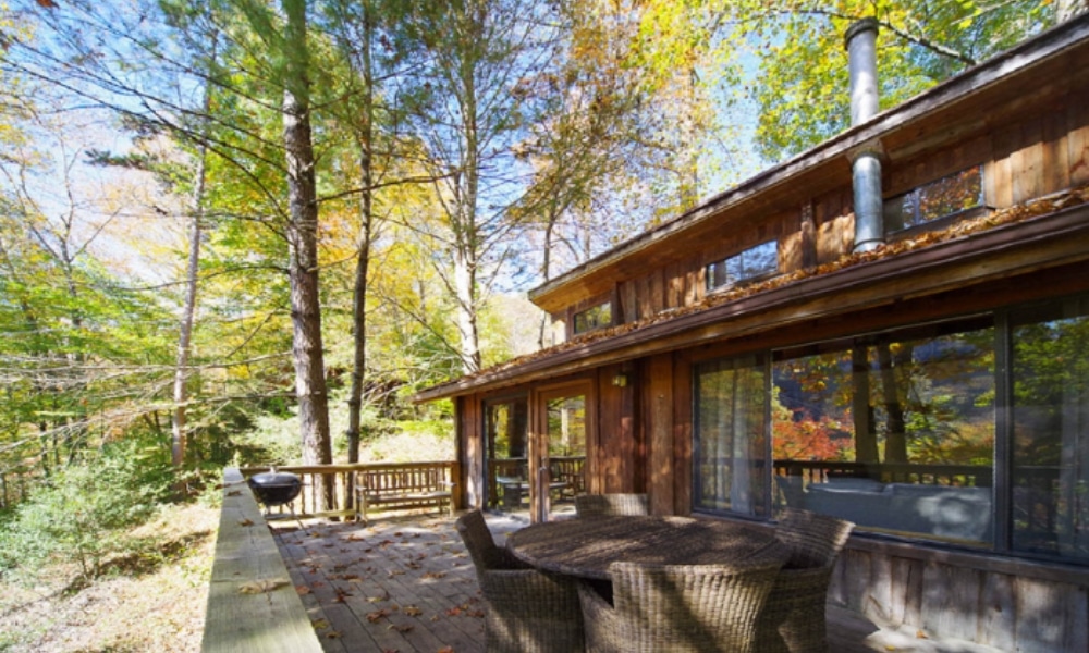 A beautiful cabin in the woods at the resort of Nantahala Outdoor Center.