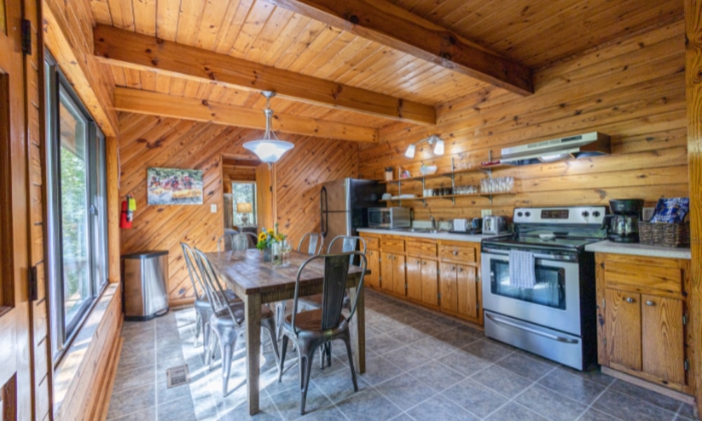 Inside of a cabin at the Nantahala Outdoor Center.