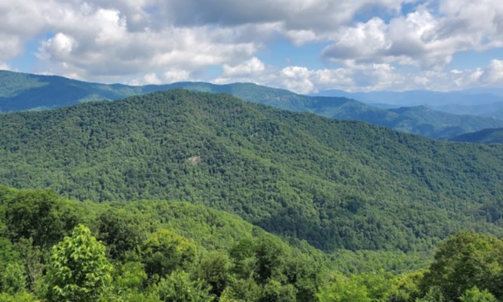 The beautiful mountain range in the Nantahala National Forest.