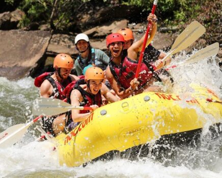 A group of guests on an Ocoee River rafting trip.
