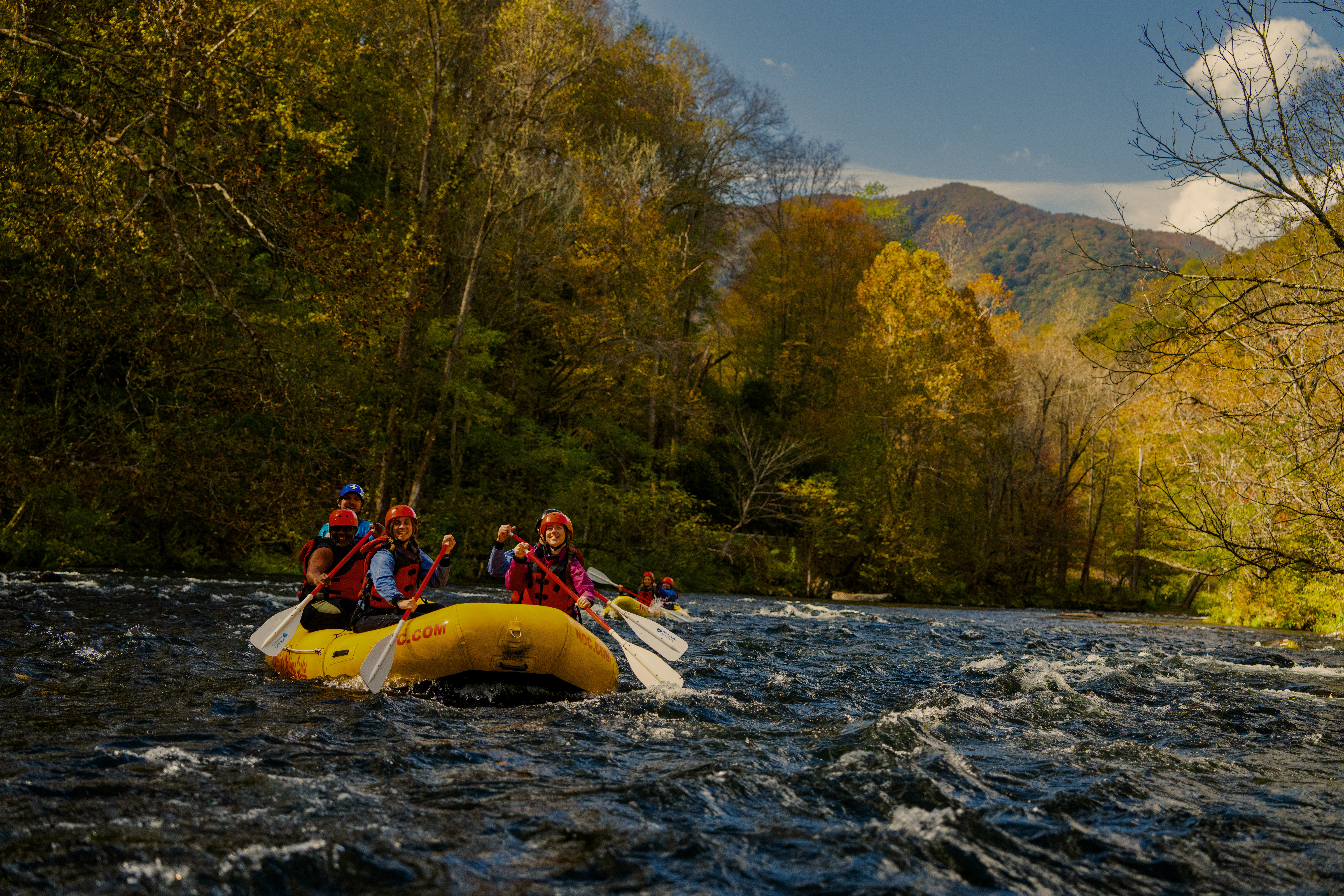 Fall rafting on the Nantahala River with the NOC.