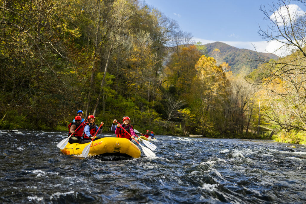 Fall rafting on the Nantahala River with the NOC.